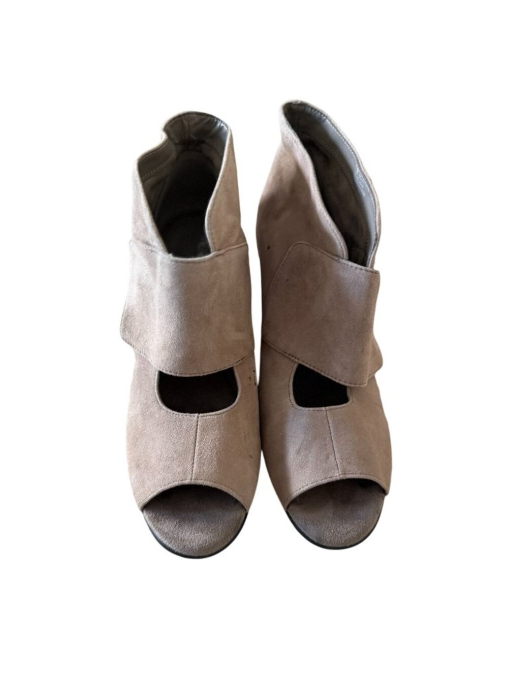 AEROSOLES Gray Suede Peeptoe Wedges Size 7.5 - Picture 5 of 8